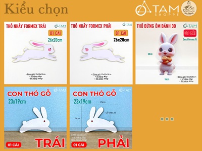 Mô hình thỏ ngọc trang trí Trung thu [Dưới 30cm - Nhiều kiểu] TCV-THO-03